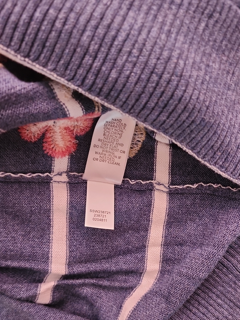 J. Jill Blue and White Striped Hooded Knit Top size M - Picture 8 of 8